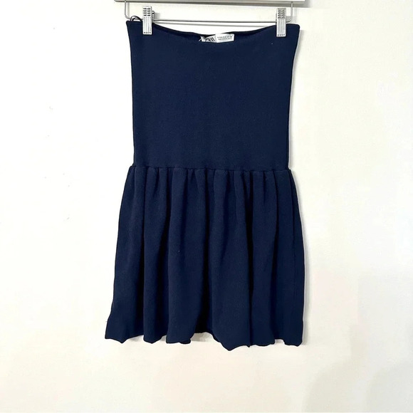 Zara Women's Navy Strapless Flowy Tunic Tube Top Size M NWOT - Picture 2 of 7